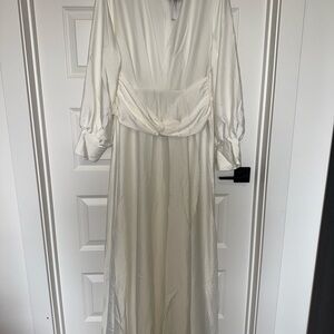 Boohoo Cream Long Sleeve Maxi Dress